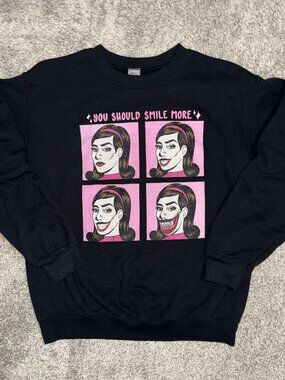 Monsterry Gildan Pop Art Graphic Sweatshirt Black Size Small